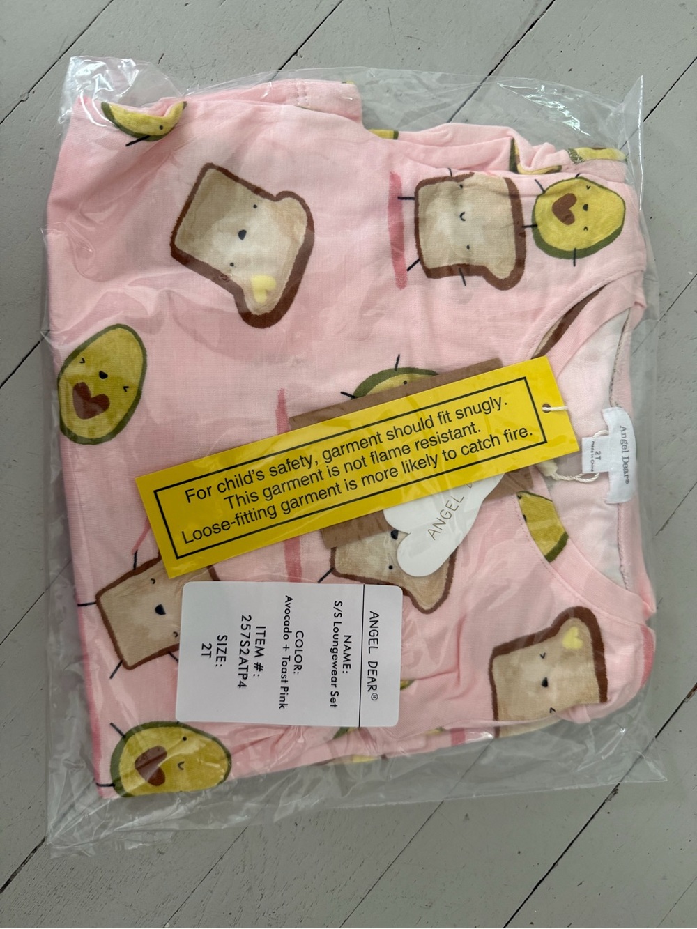 Angel Dear Pink Avocado & Toast short sleeve set